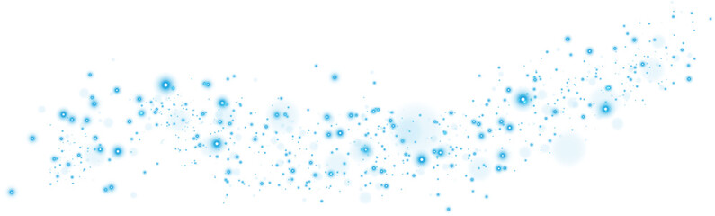 Blue glitter wave abstract illustration. Blue stars dust trail sparkling particles isolated on transparent background. Magic concept. PNG.