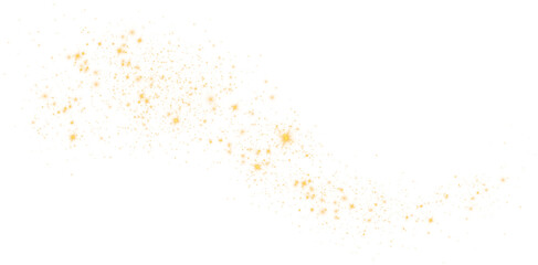 Fototapeta na wymiar Golden glitter wave abstract illustration. Golden stars dust trail sparkling particles isolated on transparent background. Magic concept. PNG.