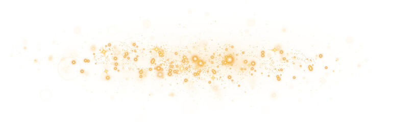 Golden glitter wave abstract illustration. Golden stars dust trail sparkling particles isolated on transparent background. Magic concept. PNG.