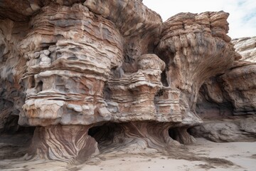 close-up of natural rock formation, with intricate details visible, created with generative ai