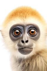 Obraz premium Cute baby gibbon isolated on a white background. Generative AI