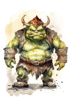 recommend clip art: ogre giant colossus watercolor clipart cute isolated on white background