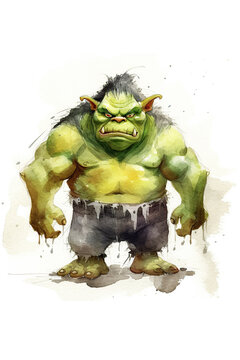 recommend clip art: ogre giant colossus watercolor clipart cute isolated on white background