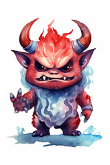 Oni Demon Devil watercolor clipart cute isolated on white background