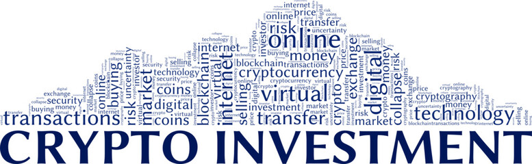 Crypto Investment word cloud conceptual design isolated on white background.