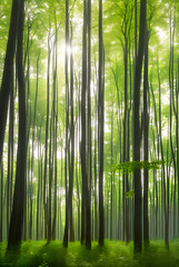 Fototapeta na wymiar Fairytale forest sunny realistic neutral palette.