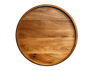 Round wooden empty board isolated on transparent background, Generative AI