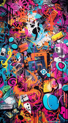 Chaotic street art graffiti background