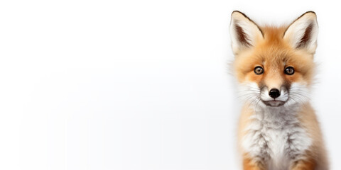 Cute baby fox isolated on a white background. Generative AI