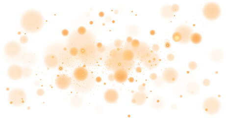 Golden shining bokeh lights with glowing particles on transparent background. PNG. © Orange Sky