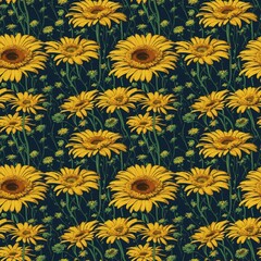 Fototapeta na wymiar Seamless floral pattern with daisy flowers, tileable, Generative AI
