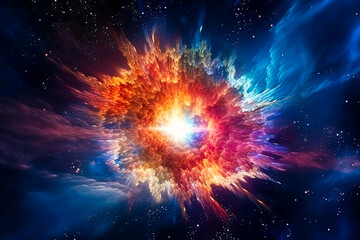 Graphic representation of a supernova explosion in a distant galaxy. Ai generativ.