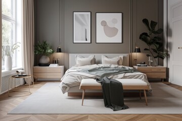 a clutter-free bedroom with a sleek and modern design, created with generative ai