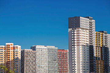 Fototapeta na wymiar Vidnoye, Leninsky district, Moscow region. Modern high-rise residential buildings. Construction of new residential quarters. New buildings.