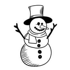 Snowman hand drawn 