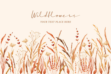 dried flower watercolor seamless border