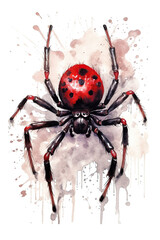 spider watercolor clipart cute isolated on white background
