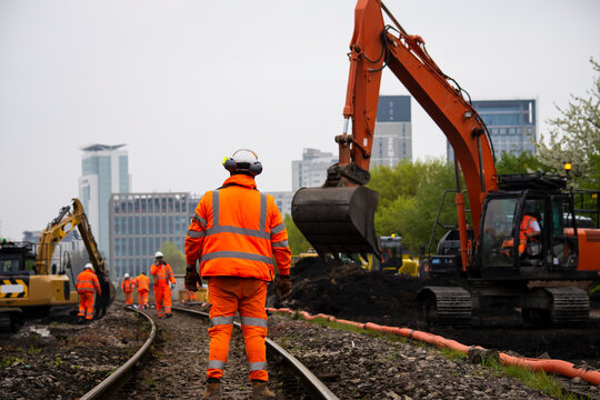 railway construction work in England, railway tracks