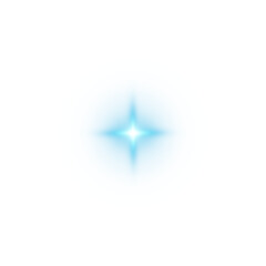 Fototapeta premium Blue star and sparks isolated on transparent background. Flares and sunbursts. Glowing light effects. PNG.