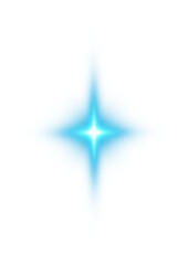 Fototapeta premium Blue star and sparks isolated on transparent background. Flares and sunbursts. Glowing light effects. PNG.