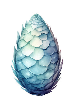 water dragon egg watercolor clipart cute isolated on white background