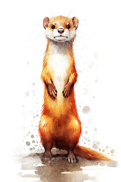 weasel watercolor clipart cute isolated on white background