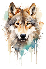 Fototapeta premium wolf watercolor clipart cute isolated on white background