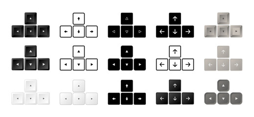 vector arrow key isolated icon sheet, direction buttons
