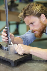 concentrated man measuring panel with metal liner