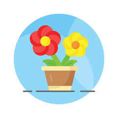 Grab this eye soothing vector of flower pot vector in trendy style, potted flowers in editable style