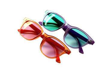 Colorful summer sunglasses isolated on transparent background. Generative Ai