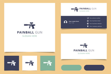 Painball gun logo design with editable slogan. Branding book and business card template.