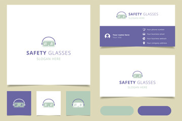 Safety glasses logo design with editable slogan. Branding book and business card template.