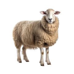 Sheep isolated on white created with Generative AI