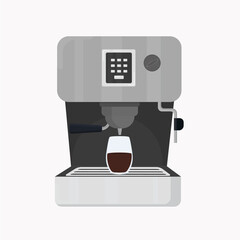 Coffee machine with glass glass coffee with milk ground coffee illustration