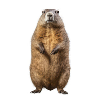 Groundhog isolated on white created with Generative AI