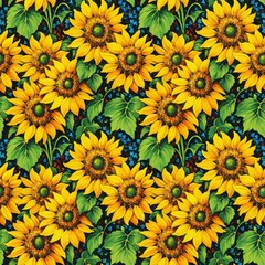 Fototapeta na wymiar Seamless floral pattern with sunflower flowers, tileable, Generative AI