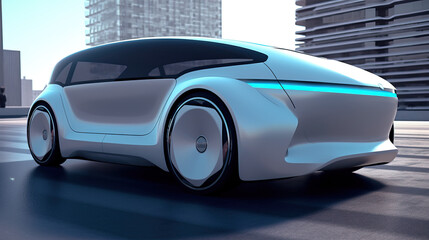 Obraz na płótnie Canvas Accelerating Towards an Electric Future: Cutting-Edge Car on the Road. Generative AI 