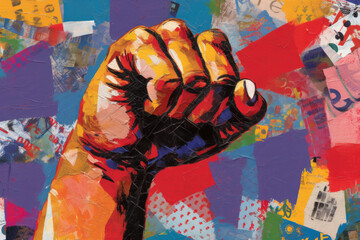 Raised fist of a protestor. Freedom and equality concept. Generative ai