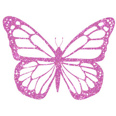 Pink butterfly glitter on transparent background. Butterfly icon.Design for decorating,background, wallpaper, illustration