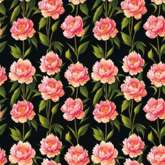 Meubelstickers Seamless floral pattern with peony flowers, tileable, Generative AI © Kirill