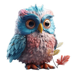 Obraz premium Wise Owl with Spectacles Perched on a Branch - Plasticine Illustration 4