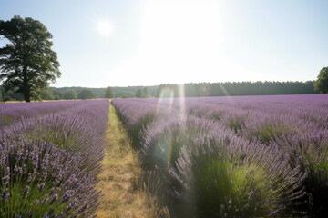 Fototapeta na wymiar lavender field in full bloom, with the sun shining down, created with generative ai