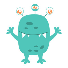 Cute cartoon monster, alien. Vector illustration on a white background
