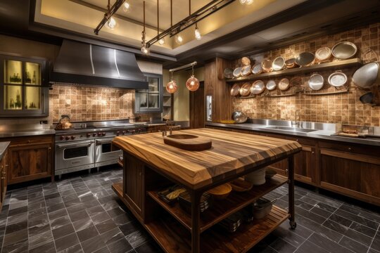 a fully equipped culinary station for a world-renowned chef in the comfort of their own home, created with generative ai