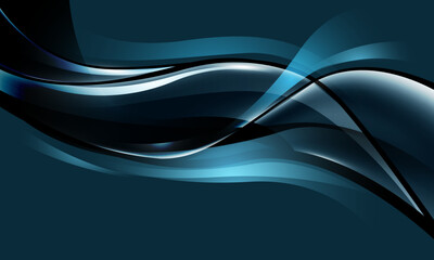 Realistic abstract glass glossy curve wave on blue design modern luxury futuristic creative background vector