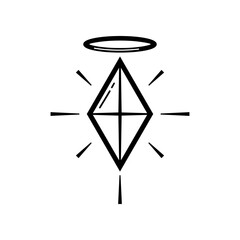 Black line diamond gem with halo ring icon vector design