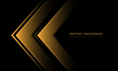 Abstract gold arrow direction geometric on black blank space design modern luxury technology futuristic creative background vector