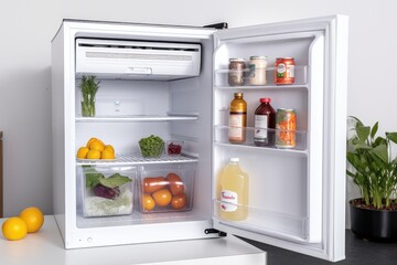 energy-efficient refrigerator with digital display and remote control, created with generative ai