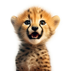Fototapeta na wymiar Cute baby Cheetah isolated on a white background. Generative AI